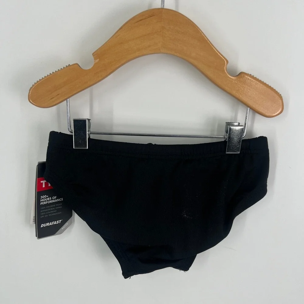 TYR Boys Durafast Elite Solid Racer Swim Brief Black‎ Size 22 RDUS7Y New